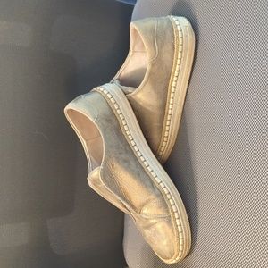 J slides women's gold slip ons with rope